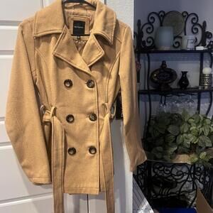 Riley & James Women's Camel Double-Breasted Belted Coat
